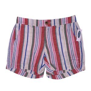 Old Navy Red/white/blue Stripe Linen Blend Shorts Size 2